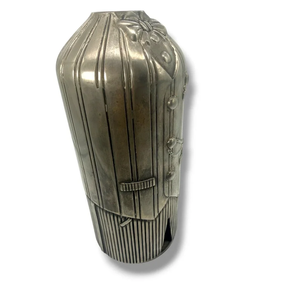 Vintage Silver Plated Tuxedo Butler Wine Bottle Holder Pourer Barware